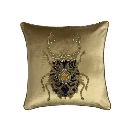 Sanctuary Cushion Cover - Hand Embroidered Gold Beetle